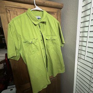Magellan Outdoors Shirt Mens XL Green Short Sleeve Fishing Button Up Solid